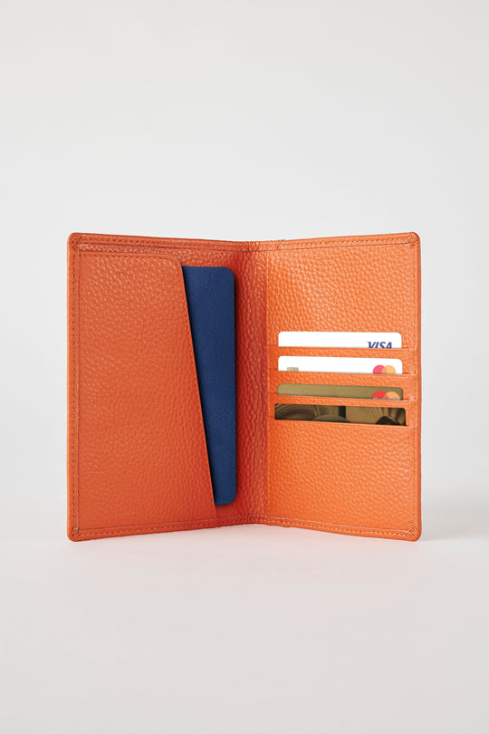 Luxury Leather Passport Wallet | Orange