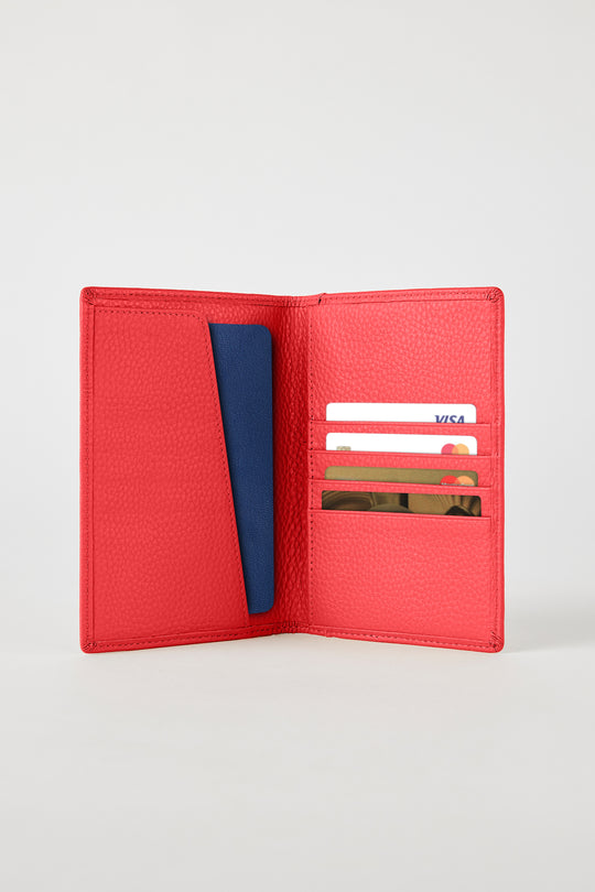 Luxury Leather Passport Wallet | Red