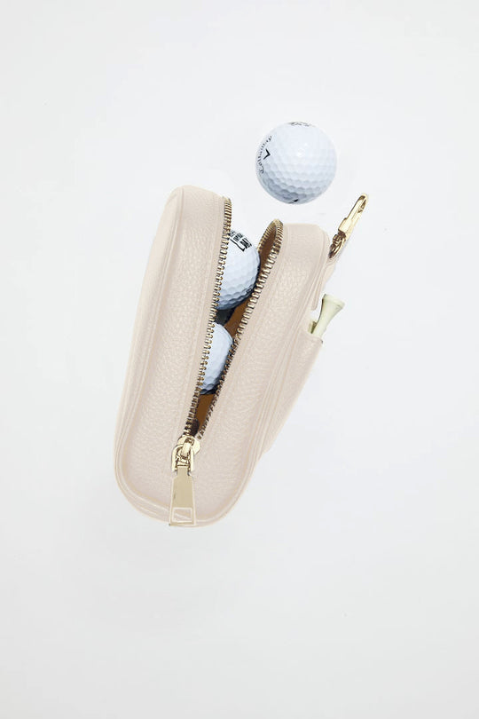 Personalised Golf Ball Pocket | Cream Gold