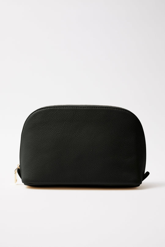 Large Leather Make Up Bag | Black Gold