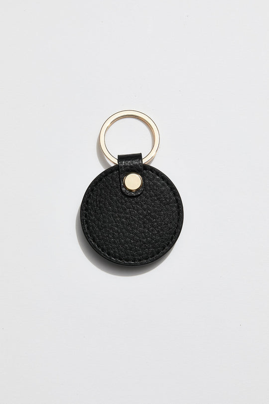 Leather Circle Keyring | Black Gold