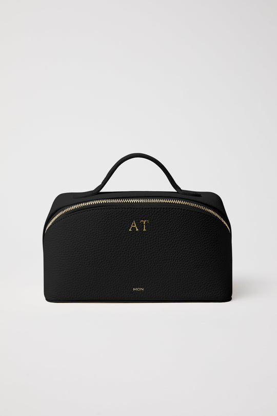 Leather Cosmetic Bag | Black Gold