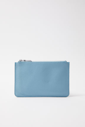 Small Leather Clutch | Blue Silver