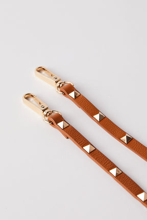Studded Leather Strap | Tan Gold