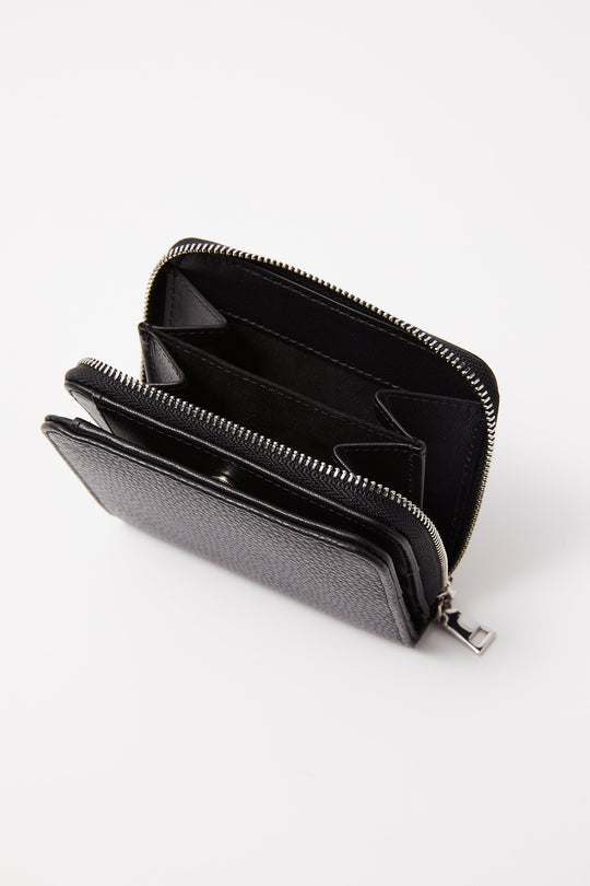 Personalised Small Leather Wallet | Black Silver