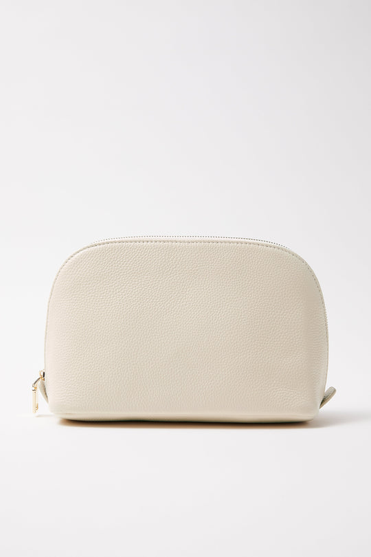Large Leather Make Up Bag | Cream Gold
