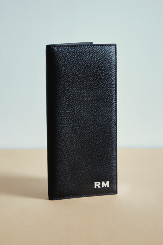 Personalised Leather Travel Wallet | Black