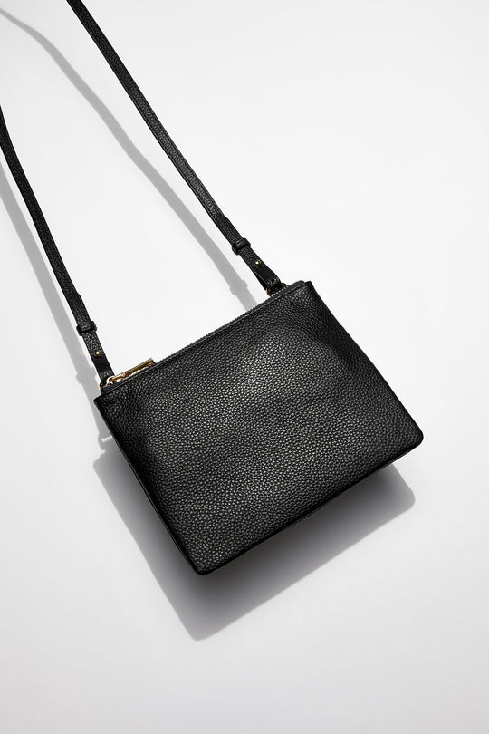 Single Pouch Leather Bag | Black Gold