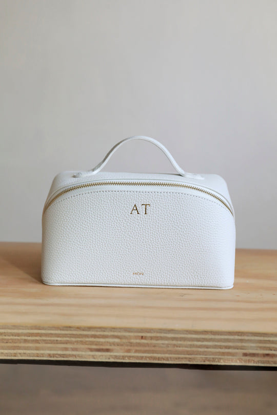 Leather Cosmetic Bag | Off White Gold