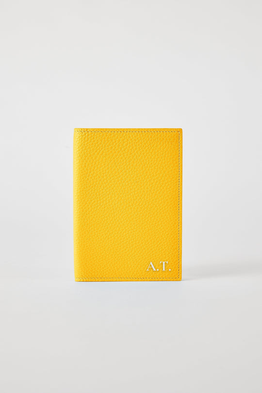 Personalised Leather Passport Holder | Yellow