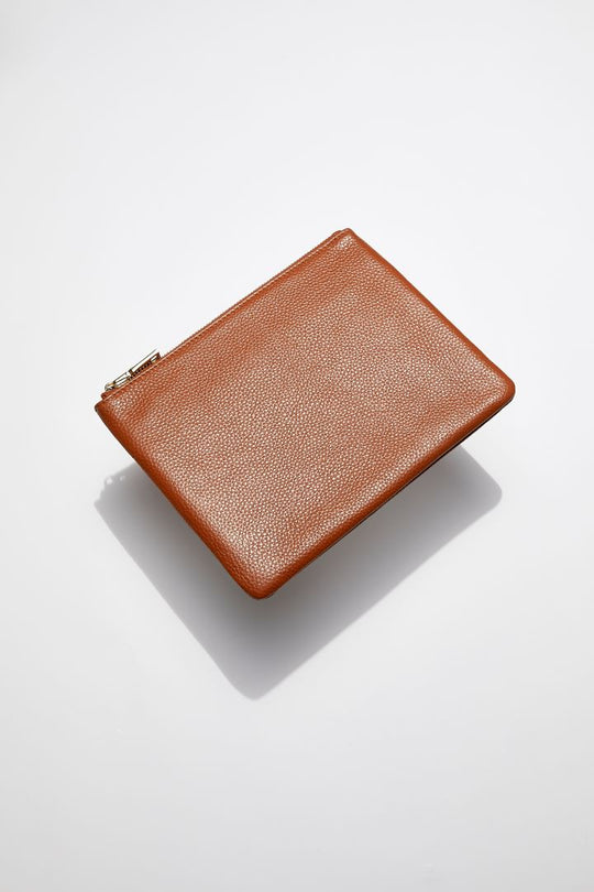 Classic Leather Clutch | Tan Gold