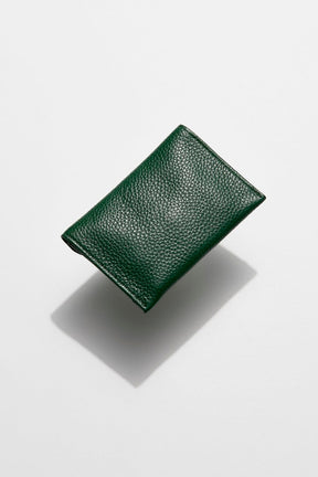 back view of mon purses dark green pebbled leather envelope card holder 