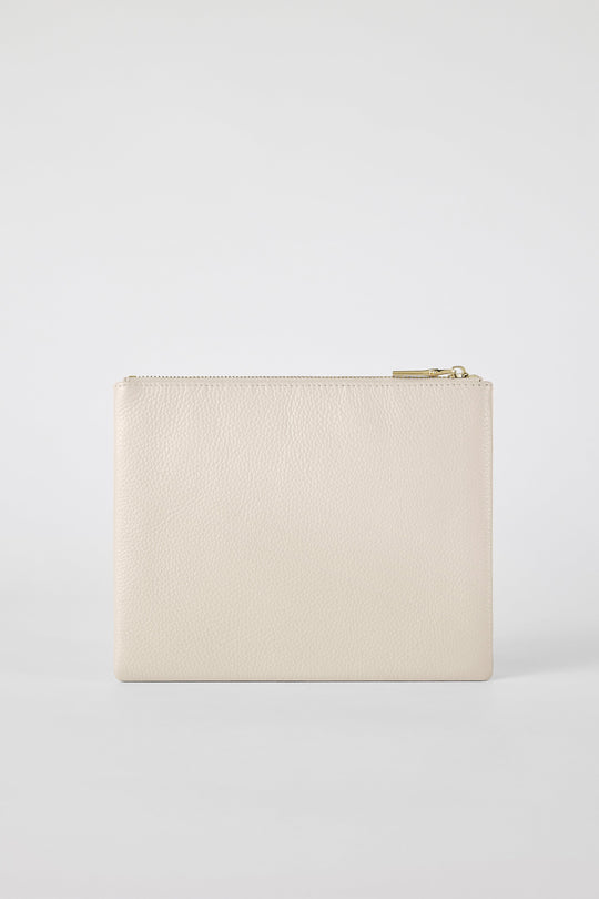 Classic Leather Clutch | Cream Gold