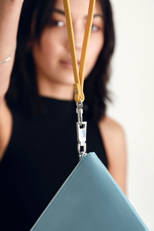 Leather Clutch Wristlet | Yellow Silver